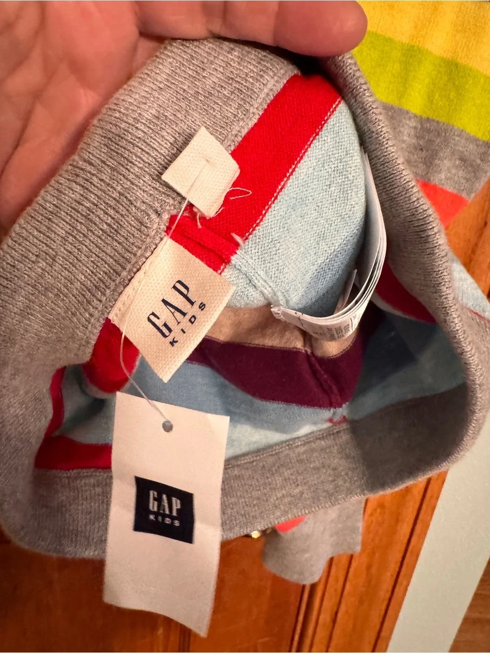 GAP Girls Multicolor Striped Leggings - Red, Pink, Blue, Yellow, Gray